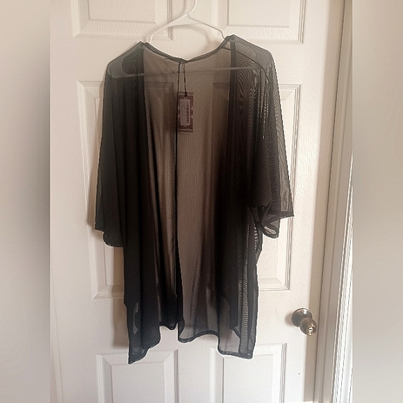 Sheer Mesh Kimono Cover Up - Picture 10 of 12